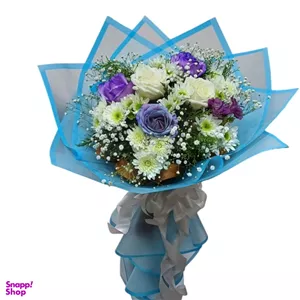 دسته گل طبیعی گلی کد 20090 رنگ آبی