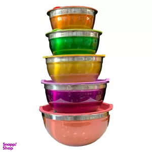 لگن آشپزخانه استیل درب دار مجموعه 5 عددی