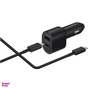 شارژر فندکی 2 پورت طرح سامسونگ مدل Max 15-45W به همراه کابل USB Type-C