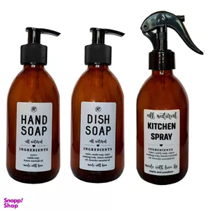 مجموعه مخزن مایع دستشویی، ظرفشویی و ظرف اسپری مدل All Natural