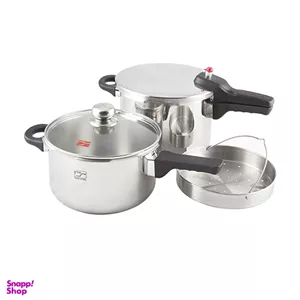 ديگ زودپز دو قلو پارس استیل کد 0101/0611 مجموعه ۴ عددی