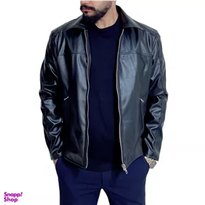 کاپشن چرمی مردانه مدل کلاسیک رنگ مشکی