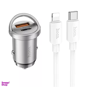 شارژر فندکی 45 وات هوکو مدل NZ10 به همراه کابل Type-C به Lightning