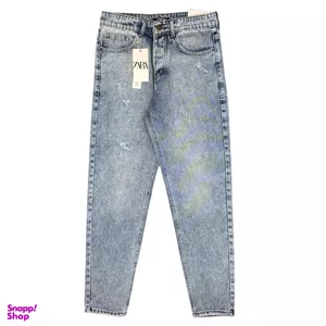 شلوار مام فیت مردانه طرح ZARA کد 1633 رنگ آبی روشن