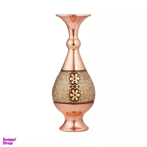 گلدان صراحی مس و خاتم مدل استخوانی شال آذرخش سایز 25 