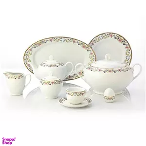 سرویس چینی 102 پارچه کامل غذا خوری چینی زرین ایران سری ایتالیا اف مدل گلستان درجه عالی