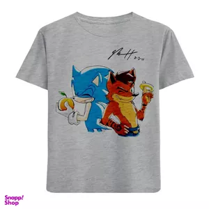 تیشرت آستین کوتاه پسرانه مدل سونیک و کراش F854