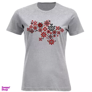 تیشرت آستین کوتاه زنانه مدل گل قرمز کد W395