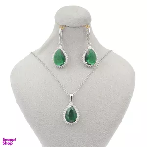 نیم ست زیور زنانه طرح اشک زمردی کد ZOMOROD54000