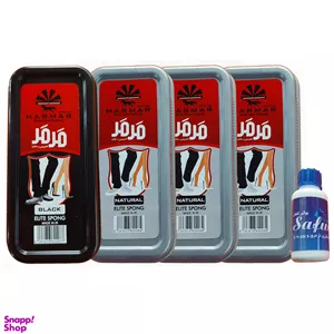 واکس ابری براق کننده کفش مرمر مدل مگا بسته 4 عددی به همراه پودر بوگیر کفش
