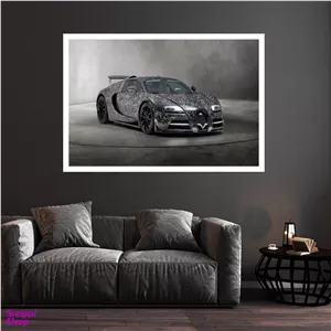 تابلو بکلیت طرح ماشین بوگاتی مدل قاب شاسی W-s8954