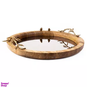 سینی گرد کف آینه ای گلد گیش مدل گلدن برد سایز بزرگ کد GK829506