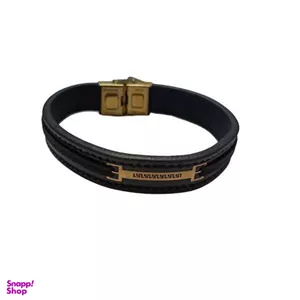 دستبند چرم و طلا 18 عیار مردانه اپال گلد مدل ورساچه کد sh0168