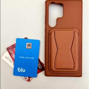 قاب چرمی قهوه ای جاکارتی دار گوشی سامسونگ A05S ولت دار استند شو