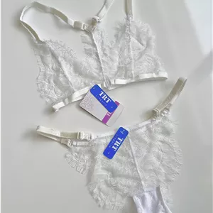 ست شورت و سوتین تور مژه فانتزی زنانه سفید