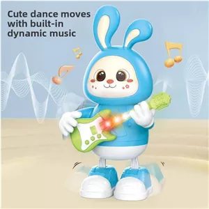 خرگوش گیتاریست موزیکال با رقص و نور LED - مدل NO.665B آبی