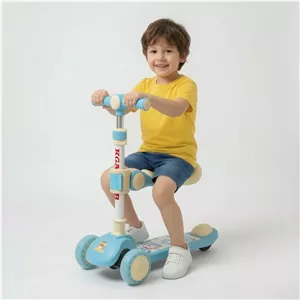 اسکوتر کودک تاشو نشیمن دار رنگ آبی زرد کد P/QT6068/D