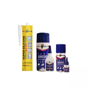 چسب سیلیکون و اسپری چسب 123 دوپلی کالر مدل d3 وزن 320 گرم مجموعه 3 عددی