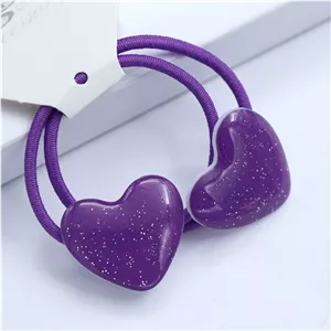 کش مو مدل قلب رزینی بنفش 36893