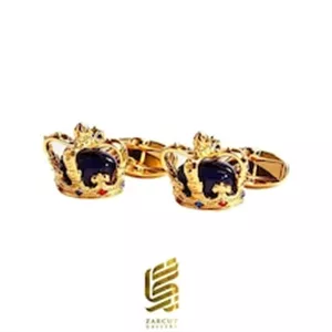 دکمه سردست طرح تاج با آبکاری طلای ۱۸ عیار