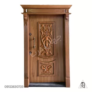 درب ضد سرقت رویه گردو طرح گلدونی