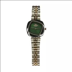 خرید قسطی | ساعت زنانه الگانس نقره ای رزگلد صفحه سبز  قاب مربع  E...