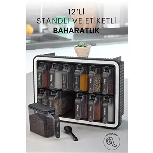 کیچن لایف ست 12 عددی جا ادویه ایستاده با قاشق و درپوش چسبی