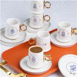 ست قهوه خوری ۶ نفره آجار رز وحشی 90 میلی