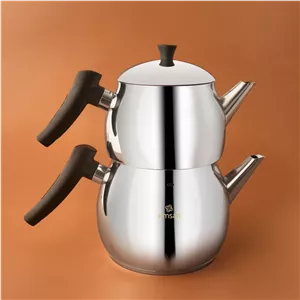 کتری قوری استیل امسان آلیم بزرگ نقره ای