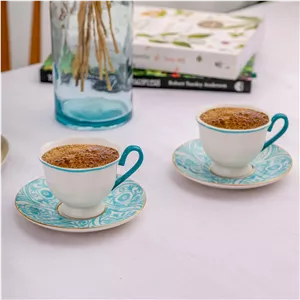 ست قهوه خوری 2 نفره امسان Aurora حجم 90 میلی فیروزه ای