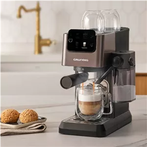 اسپرسوساز نیمه اتوماتیک با مخزن شیر گروندیگ KSM 5330 نقره ای