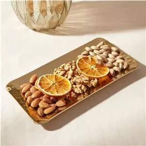 سینی سرو استیل کاراجا Loren طلایی 25 سانتی