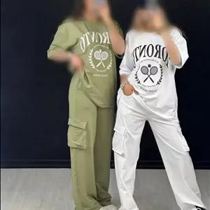 خرید جدیدترین ست تیشرت و شلوار زنانه دورس اسپان  کالیفرنیاشلوار دو جیب.