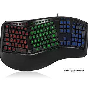 کیبورد  ارگونومیک USB با نور 3 رنگ  AKB-150EB