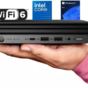 کامپیوتر رومیزی مینی HP Pro 400 G9، پردازنده Intel، رم 16 گیگابایتی DDR5، حافظه SSD PCIe 256 گیگابایتی، پشتیبانی از نمایشگر سه گانه 4K، USB-C، طراحی فوق العاده بی صدا، بلوتوث 5.2، WiFi 6، کیبورد و ماوس، ویندوز 11 پرو