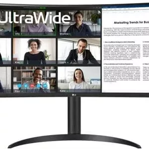 مانیتور خمیده فوق عریض 34 اینچی LG مدل 34WR55QC-B با رزولوشن WQHD HDR 10 و نرخ تازه سازی 100 هرتز، دارای USB Type-C، رزولوشن 3440x1440، نرخ تازه سازی 100 هرتز، AMD FreeSync و طراحی بدون حاشیه