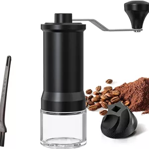 آسیاب قهوه دستی KASTWAVE - 5 درجه زبری قابل تنظیم - مناسب برای اسپرسو، قهوه دمی، فرنچ پرس و پور اوور - ایده آل برای خانه، کمپینگ، مسافرت، قابل حمل 