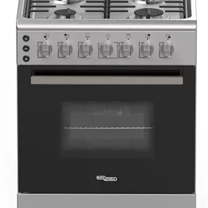 اجاق گاز ایستاده سوپر جنرال مدل SGC-6170-MSFS، ابعاد 60x60x85 سانتی‌متر (عرضxعمقxارتفاع)، دارای 4 شعله، صفحه استیل ضد زنگ با ایمنی کامل، فر گازی و گریل با جوجه‌گردان، لامپ فر، دکمه جرقه زن، روکش نقره‌ای