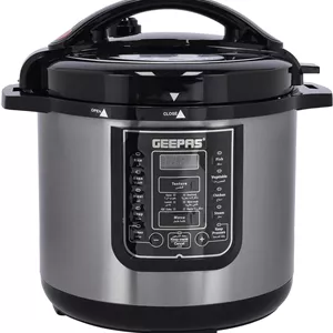 مولتی کوکر دیجیتال Geepas GMC35030 با توان 1600 وات، دارای صفحه نمایش LED، ظرفیت 12 لیتر، مشکی/نقره ای