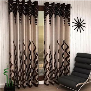 پرده های درب پلی استر 2 تکه Home Sizzler، 116 X 210 سانتی متر، قهوه ای، طرح موج دار