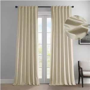 پرده های مخمل Heritage Plush HPD با تخفیف نصف قیمت، طول 244 سانتی متر، پرده های تاریک کننده اتاق برای اتاق خواب و اتاق نشیمن، 50 عرض × 96 طول (1 پنل)، کرم Au Lait
