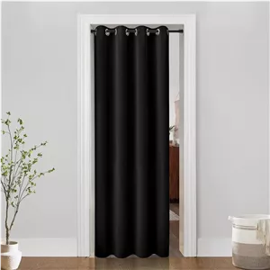 پرده جداکننده اتاق PANELSBURG برای درب ورودی، جداکننده حرارتی حریم خصوصی، دیوار جداکننده اتاق، پرده های ضد صدا و کاهش دهنده نویز، طول 80 اینچ مناسب برای درب های 24/36 اینچی، مشکی