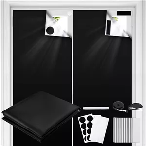 پرده بلک اوت آزونی، پرده بلک اوت مغناطیسی، 300x145 سانتی متر، سایه های 100% بلک اوت، پرده های قابل حمل مسافرتی با قابلیت برش آزاد، بدون نیاز به دریل، پوشش موقت پنجره بلک اوت برای اتاق خواب، 2 روش نصب
