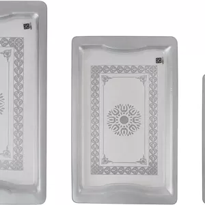 سینی سرو آکریلیک رویال فورد - RF11238 ست سینی مستطیلی با طراحی شیک و ظریف، سینی پلاستیکی بادوام و ماندگار برای سرو چای، نوشیدنی، غذا، وسایل دکوری، استفاده و نگهداری آسان - نقره ای