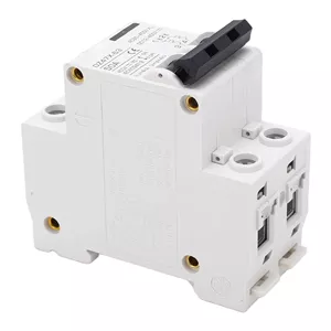 قطع کننده مدار AC DC ففوف 50 آمپر 4KA 2P تریپ الکترومغناطیسی نصب DIN 35 میلی متری برای قطع کننده مدار ایمنی PV خورشیدی 400 ولت، جنس: Pa66