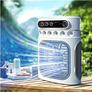 پنکه خنک کننده هوای رومیزی قابل حمل آیشینی با 3 تنظیم سرعت، عملکرد تایمر 3 ساعته، پنکه مه پاش قابل حمل برای خوابگاه، مطالعه، میز کار، دفتر، اتاق خواب و کمپینگ