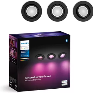 ست 3 عددی چراغ سقفی گرد فیلیپس Hue White & Colour Ambiance Centura، چراغ های سقفی دیمر شونده برای سیستم روشنایی Hue، کنترل هوشمند نور با صدا و برنامه، مشکی