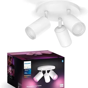 چراغ سقفی سه شعله فیلیپس Hue White & Colour Ambiance Fugato، سفید، 3 عدد لامپ 350 لومن، دیمر دار، 16 میلیون رنگ، قابل کنترل از طریق اپلیکیشن، سازگار با آمازون الکسا (Echo, Echo Dot)