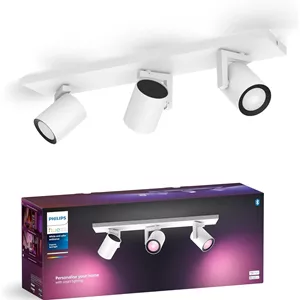 چراغ سقفی Philips Hue White & Colour Ambiance Argenta با سه نورافکن، نورافکن های LED دیمر پذیر برای سیستم Hue، کنترل هوشمند نور از طریق صدا و برنامه، سفید