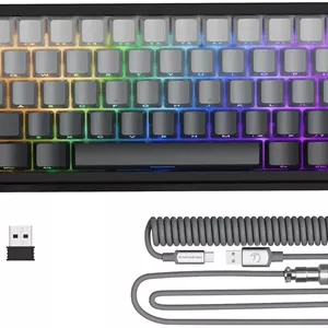 کیبورد گیمینگ بی‌سیم ATTACK SHARK X68PRO HE با قابلیت Rapid Trigger، دقت 0.01 میلی‌متر RT، نرخ 8000 هرتز، فعال‌سازی قابل تنظیم، Snap Tap، نور پس‌زمینه RGB، سوئیچ مغناطیسی، کابل فنری C01 - گرادیان مشکی